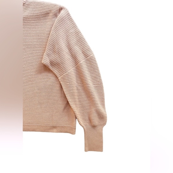 TopShop knitted ribbed mock neck oversized pastel light pink cropped sweater M - Picture 9 of 10
